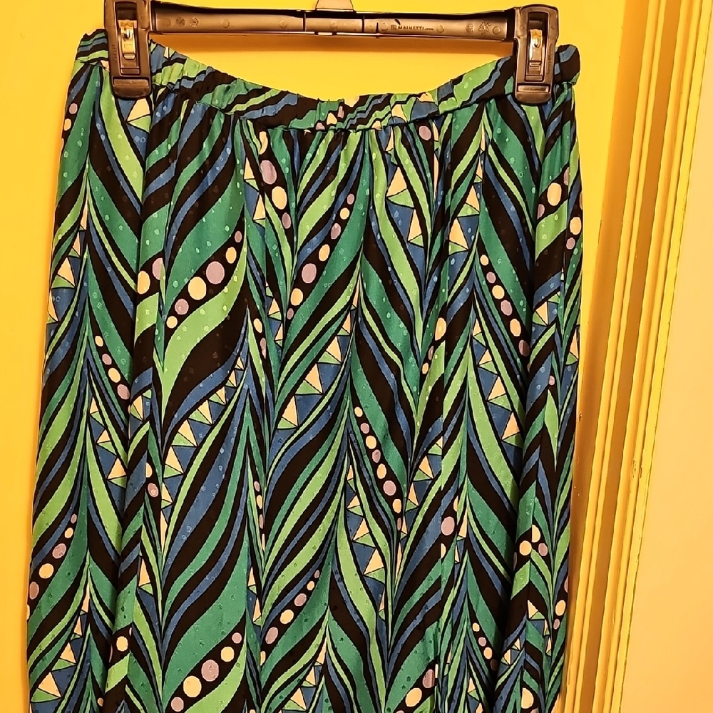 Bob Mackie Silk A-Line Midi Skirt